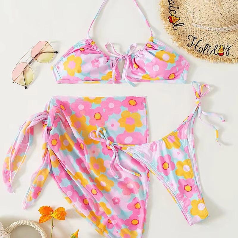 Women's Three-Piece European & American Print Bikini Swimsuit