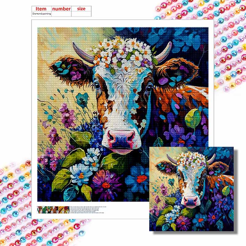 New Arrival 5D DIY Full Circle Diamond Painting "Painted Cow" Embroidery Cross Stitch Home Decor Gift