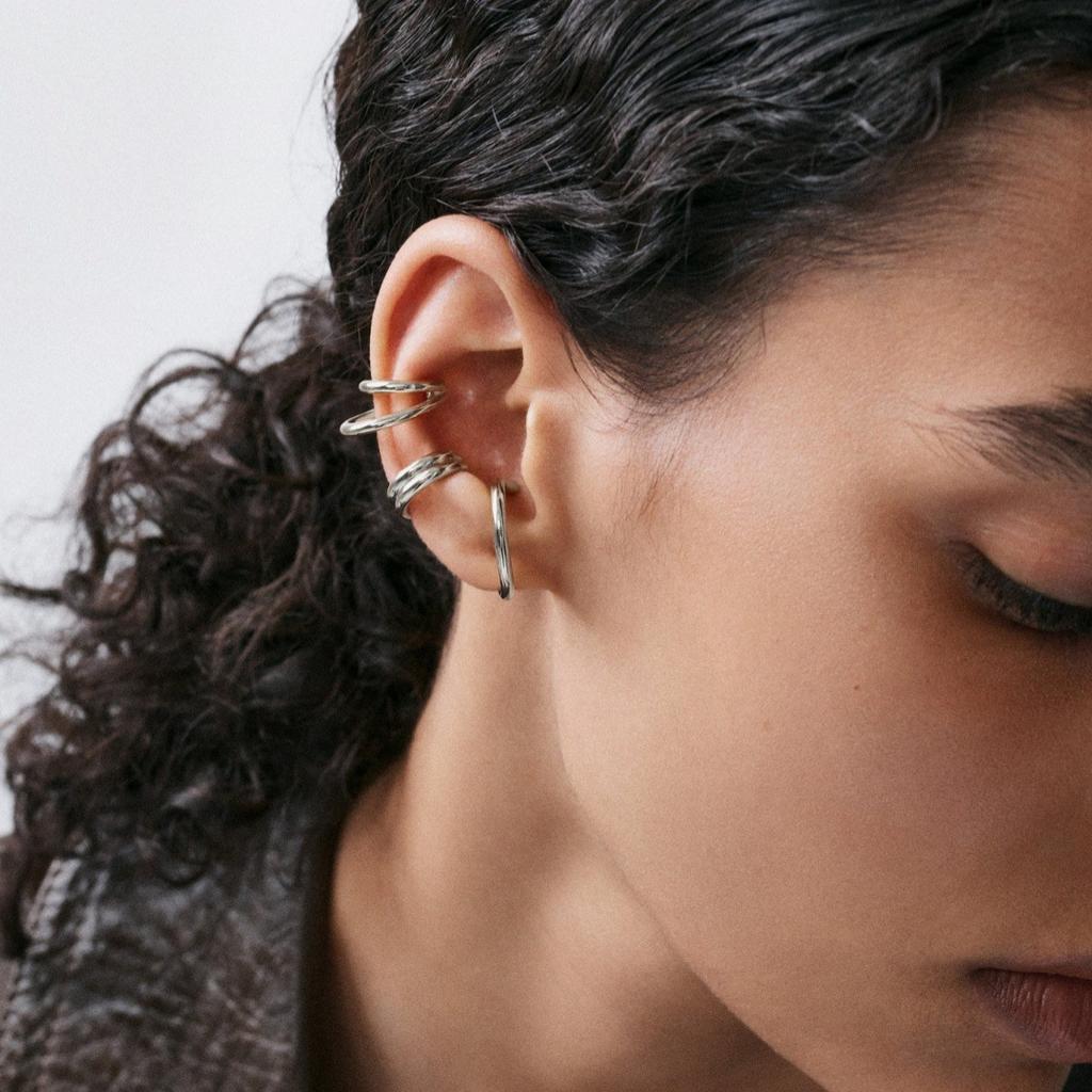 Trendy Personality Unique Wire Winding Minimalist Niche Design Spiral Ear Bone Clip Retro Cold Wind No Ear Piercing Ear Clip