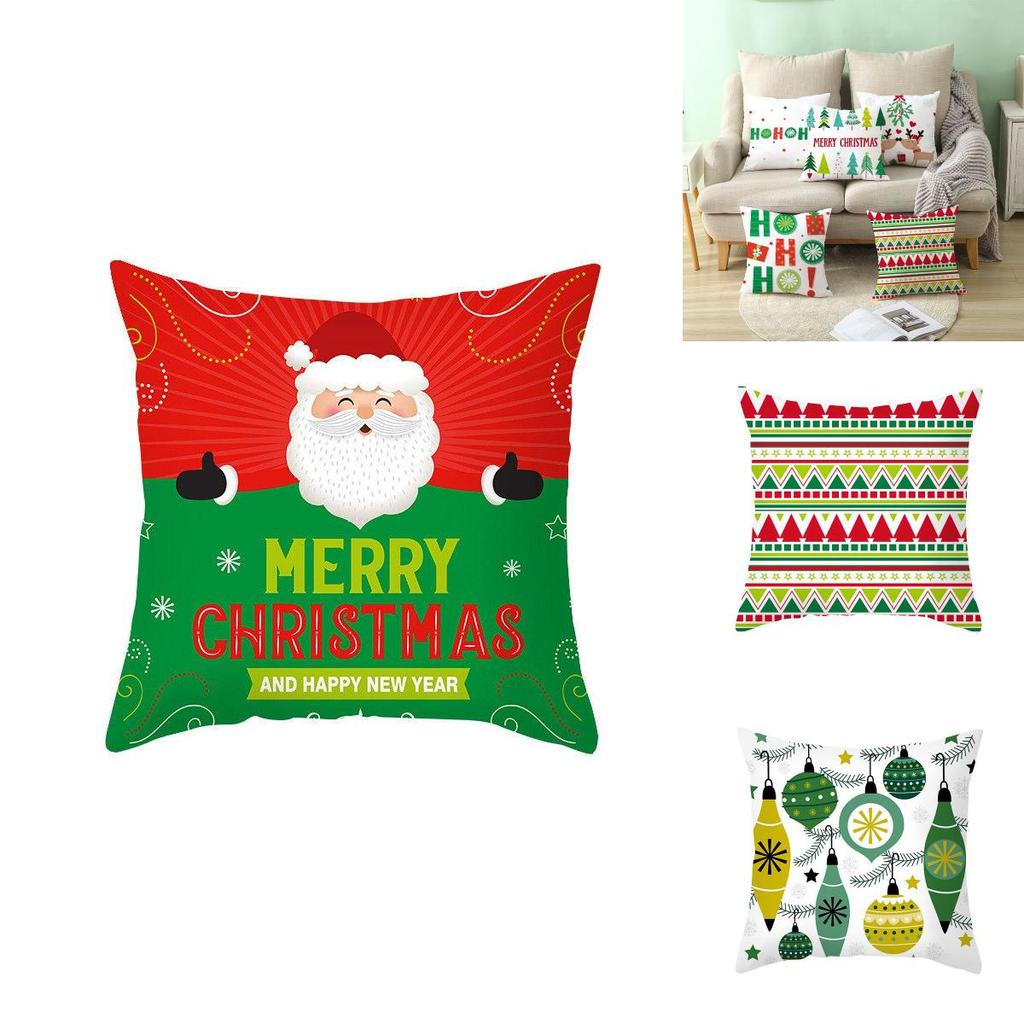 Festive 18 Inch Merry Christmas Cushion Cover Showcasing Cheerful Santa Claus Motif