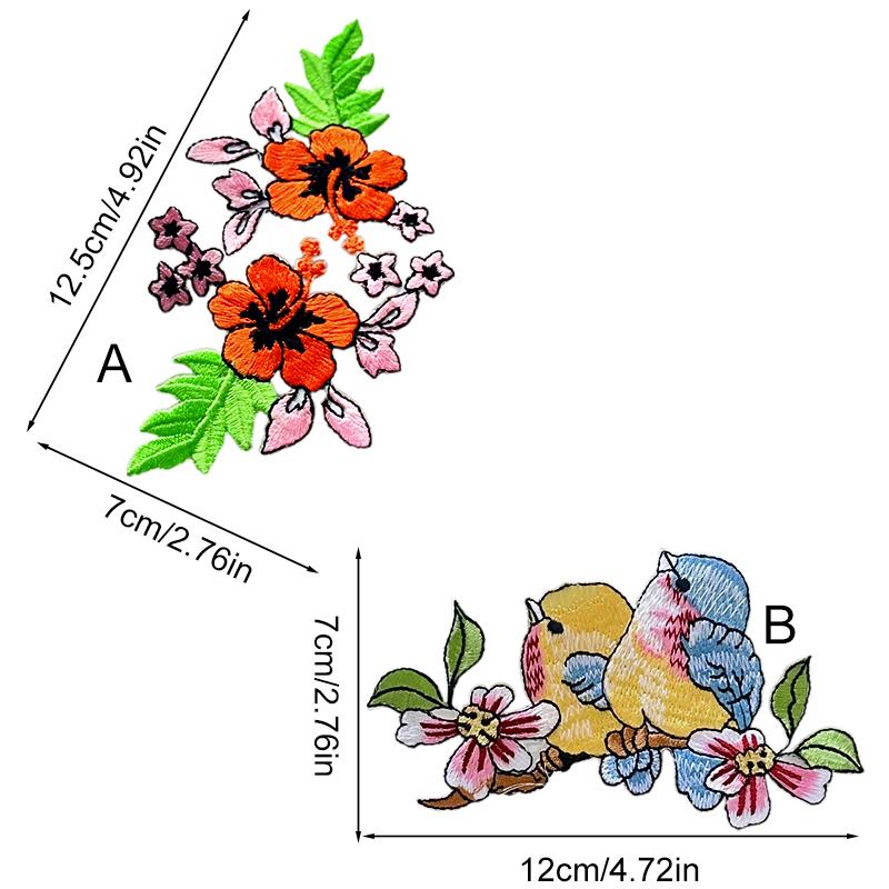 1Pc Bird Patch Cartoon Cloth Sticker DIY Clothing Decoration Faishon Flower Patch Embroidered Cheongsam Patch
