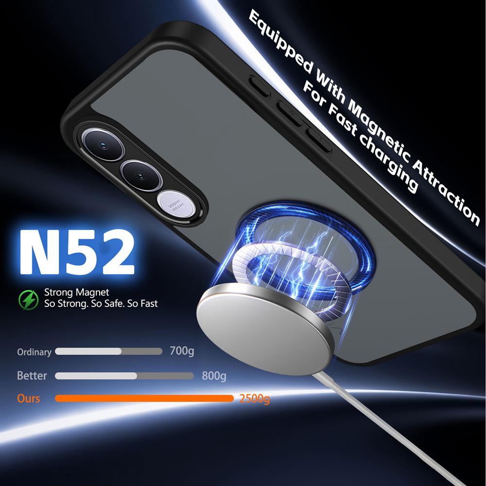 KEYSION 360° Rotating Ring Stand Magnetic Phone Case for VIVO V70 FE 5G Matte Translucent Shockproof Back Cover for VIVO V70 FE