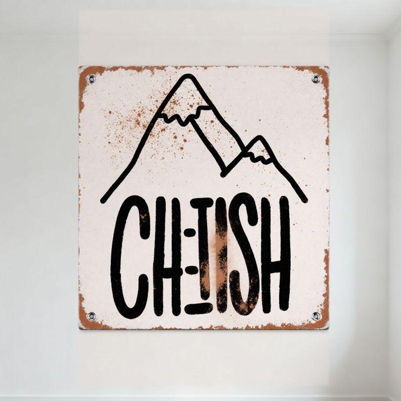 

Vintage Mountain Metal Tin Sign Rustic Distressed CH-TISH Wall Decor with Handwritten Font, Snow-Capped Peaks for Man Cave Bar H 20x30cm（7.8x11.8inch）