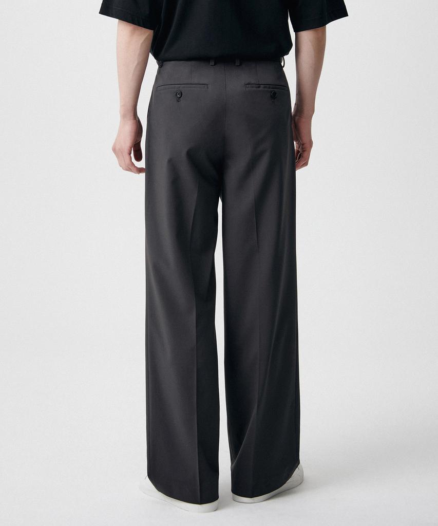 MUSINSA STANDARD [Cooltandard] Real Wide Hidden Banding Slacks [Gunmetal]