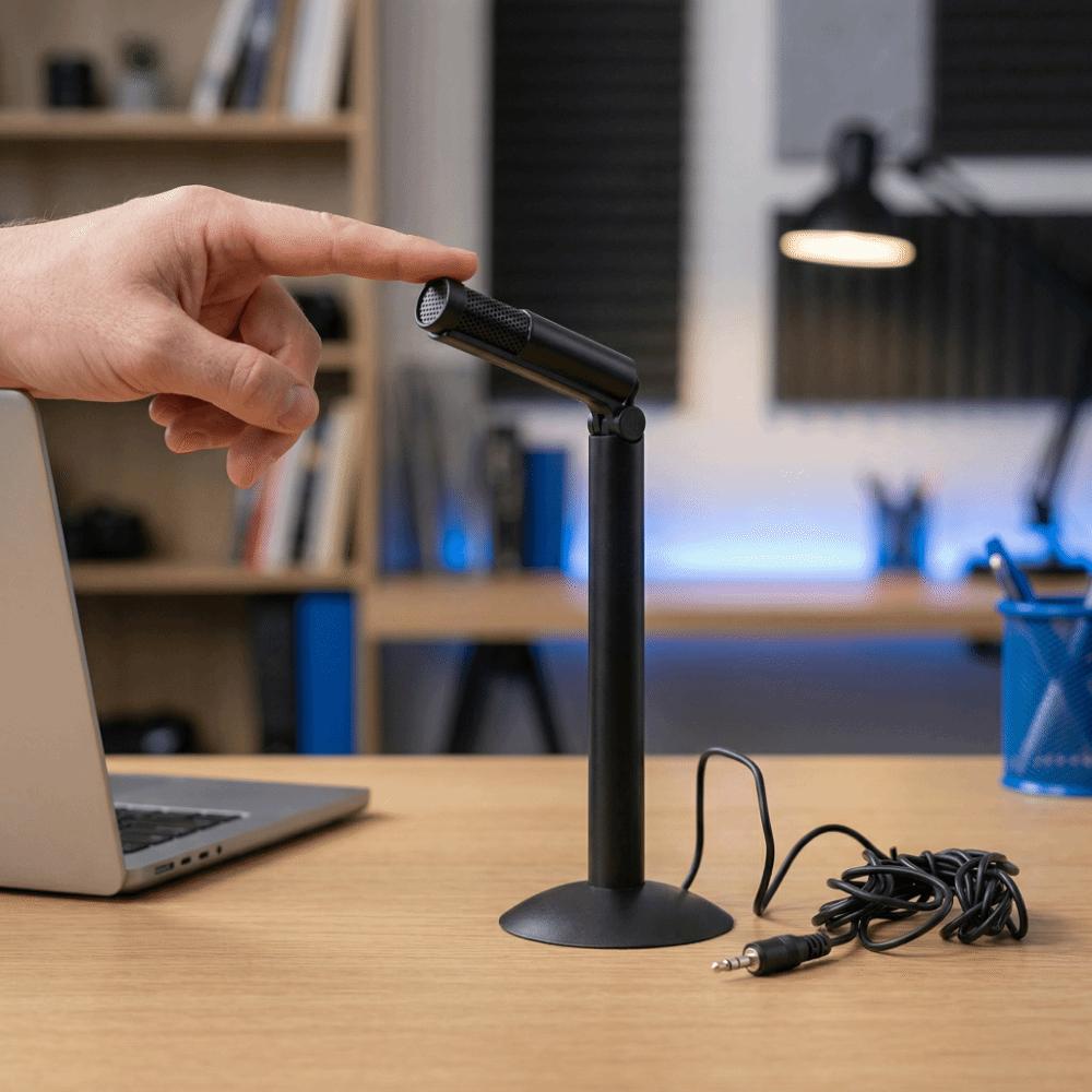Foldable Desktop Computer Mic Black Portable Condenser Microphone Interview Recording