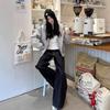 American-style washed original cow loose straight A-word retro jeans men's and women's trendy brand free mopping trousers casual trousers