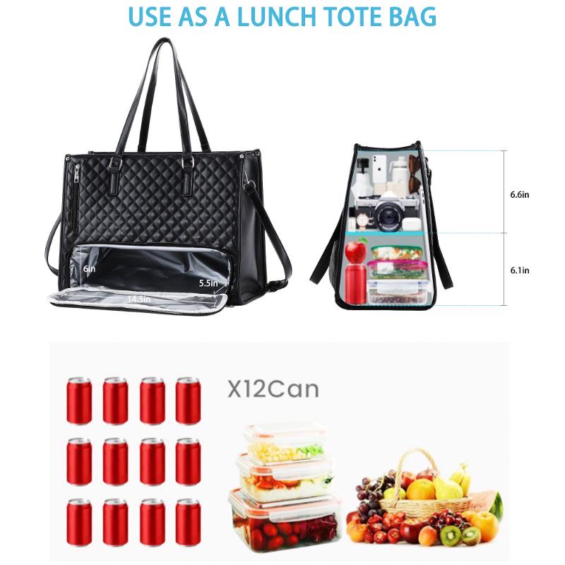 Large-Capacity Tote & Laptop Bag with Lunch Box, Crossbody or Shoulder Style
