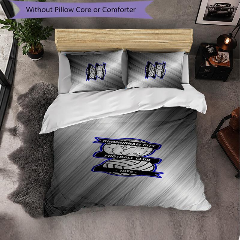 BIRMINGHAM CITY FOOTBALL CLUB 3 Piece Bedding Set Soft Duvet Cover Set with Pillowcases Printed Bedroom Decor Set for Home