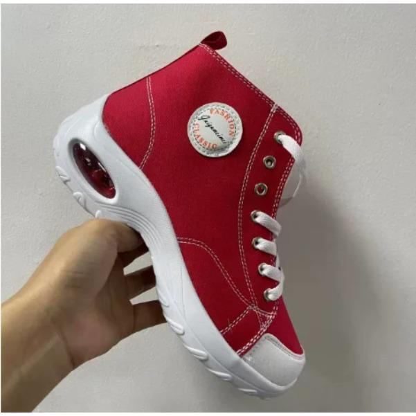 

Женские туфли-кроссовки на шнуровке спереди, на высокой платформе, парусиновые, модные, повседневные, удобные, увеличивающие рост 42