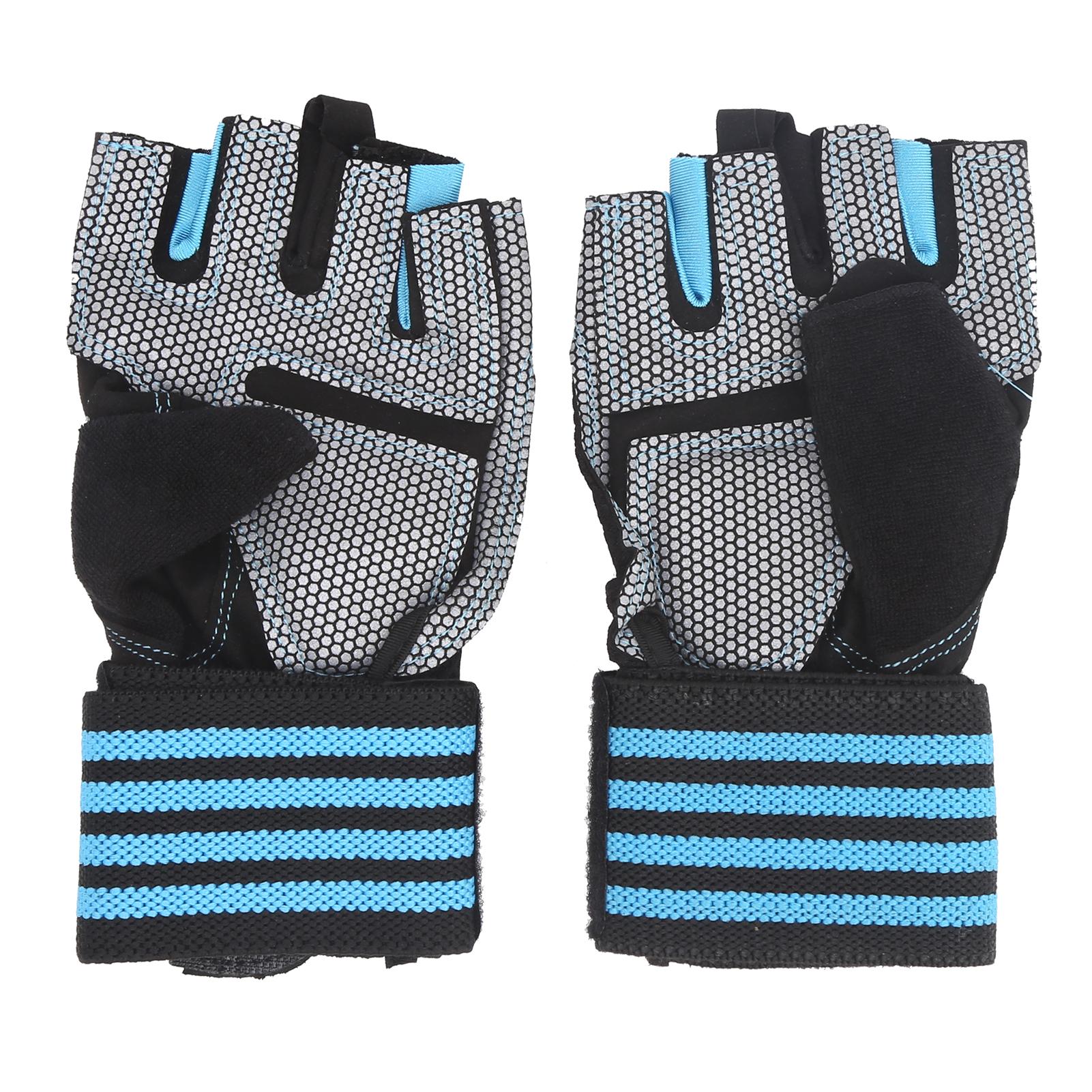 Half Finger Adjustable Cycling ShockAbsorbing Gloves AntiSlip Bicycle Gloves Blue(Blue )