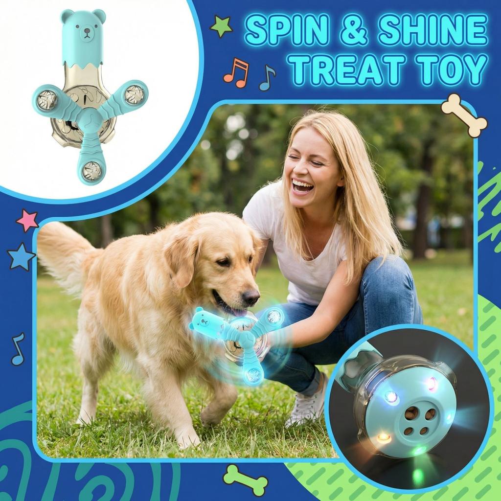 Pet Glowing Vocalizing Rotating Multi  Functional Food  Dispersing Toy