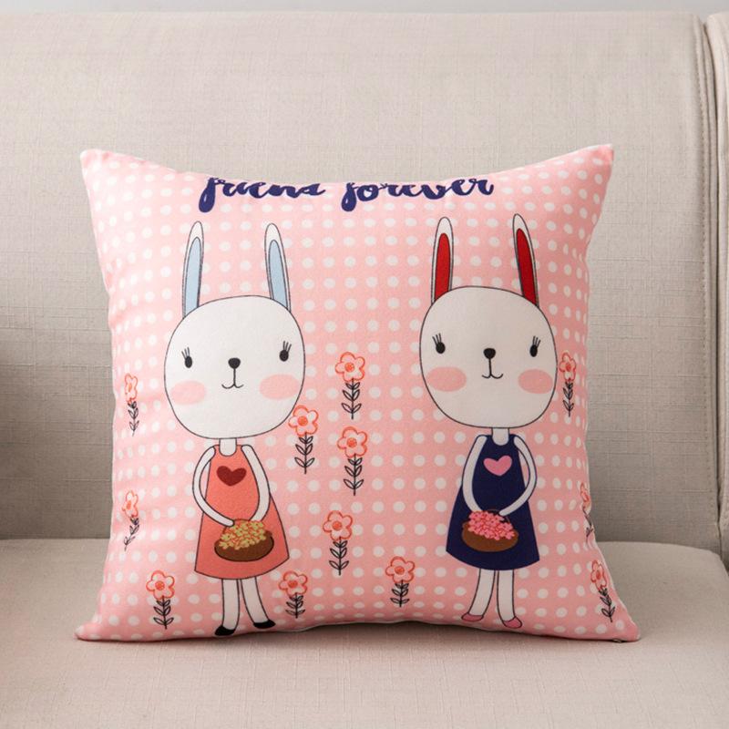 45x45cm Nordic Ins Cartoon Printing Square Pillowcase Living Room Sofa Office Seat Cushion Cover Home Decoration