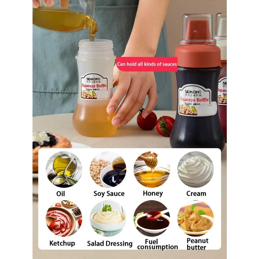 350 ml butelka do wyciskania sosu, pięciootworowa plastikowa butelka do ketchupu, pojemnik na dozownik miodu i sosu, kuchenne butelki na przyprawy i oliwę z oliwek