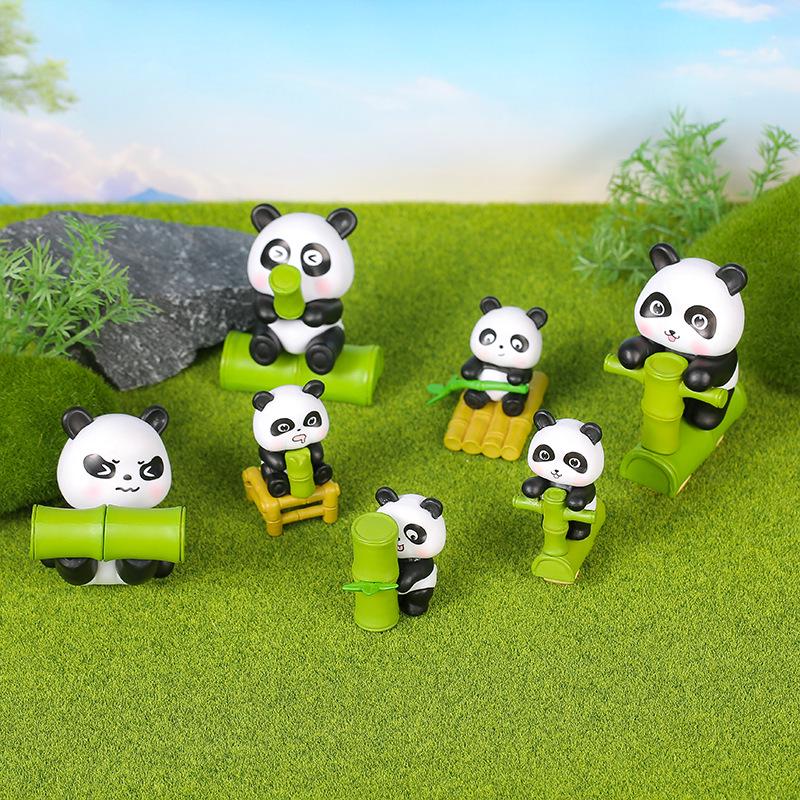 Cute Bamboo Panda PVC Figure: Car Ornament & Desktop Decoration Gift