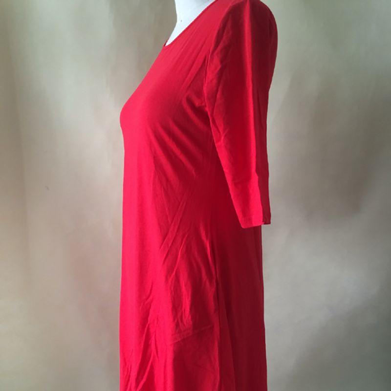 Premium Quality Plus Size Women Red Green Color Printed Round Neck Dress For All Occasions