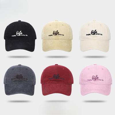 New Hat for Women Korean Version Retro Letter Embroidery Soft Top Washing Baseball Cap American Casual Fashion Baseball Cap Men