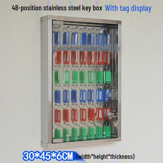 Wall-Mounted Stainless Steel Key Box with Tempered Glass and Lock for Car Key Management
