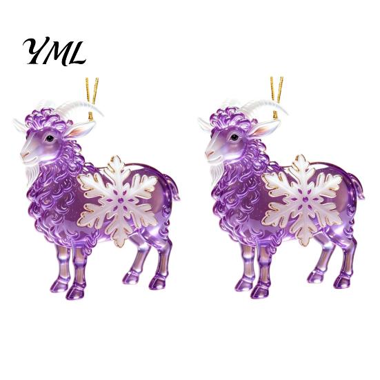 Christmas Home Decor Sheep Hanging Ornament with Snowflake Decor, 2D Flat Acrylic Pendant Ornaments Rope for Holiday Tree Party Supplies Festive