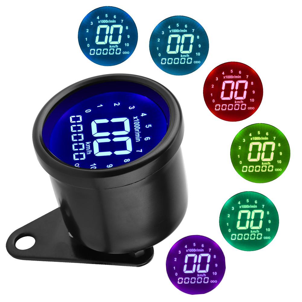 Universal Motorcycle LCD Display Instrument Speedometer Odometer Tachometer Meter Gauge