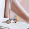 BELLA BOX Anello da donna di lusso con zircone ovale di colore giallo, regalo di fidanzamento per feste di fine gioielleria femminile