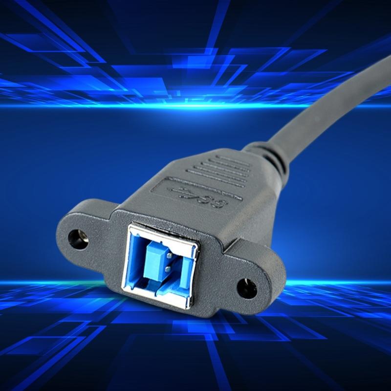 USB 3.0 B Male To Female Printer Cable Screw Panel Mount 5Gbps Transfer Rate 50cm 20inch For Hard Drives Keyboards