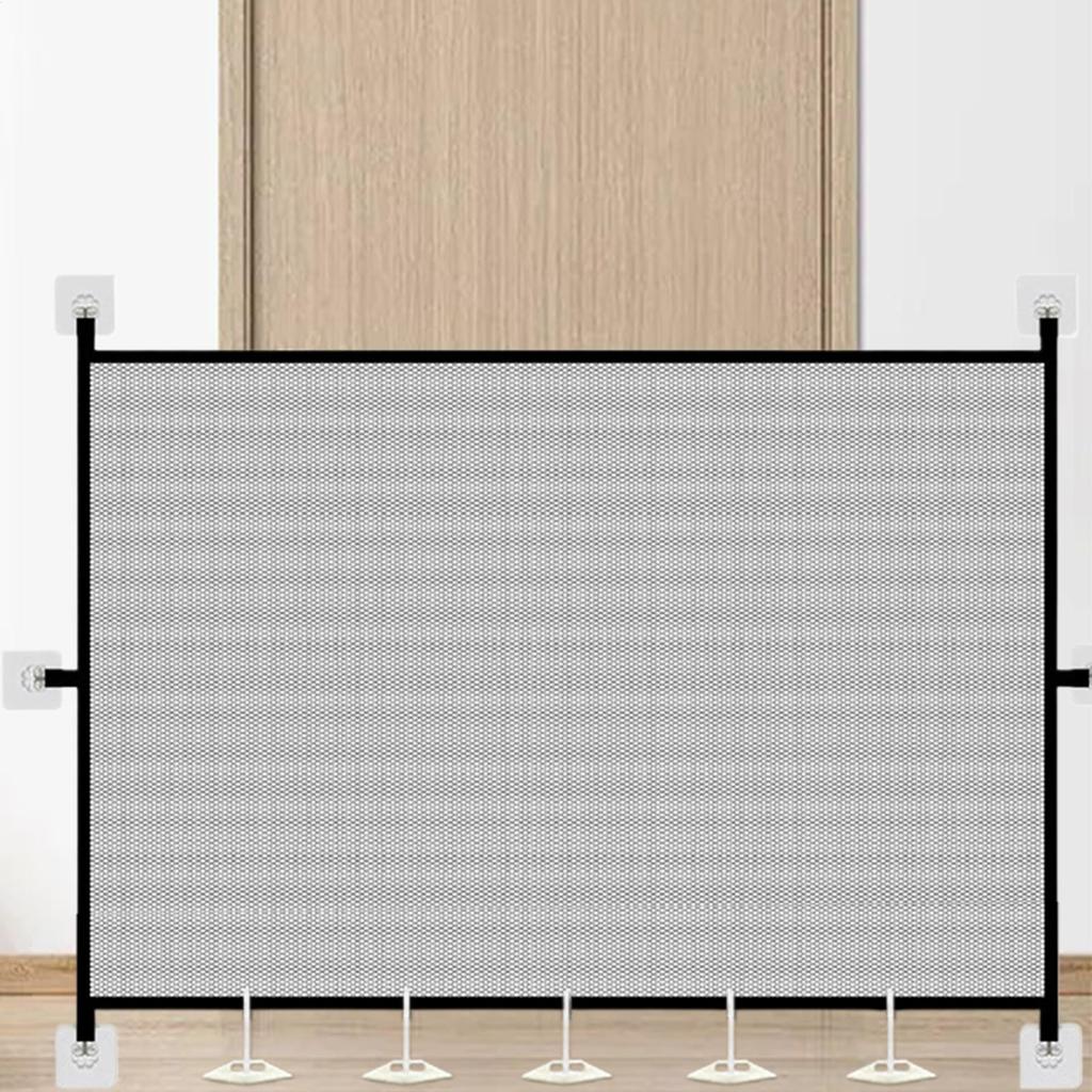 Doorway Gates for Pets Safety Folding Breathable Mesh Animals Barrier Fence Childproofing for Kitten puppy Toddler Living room
