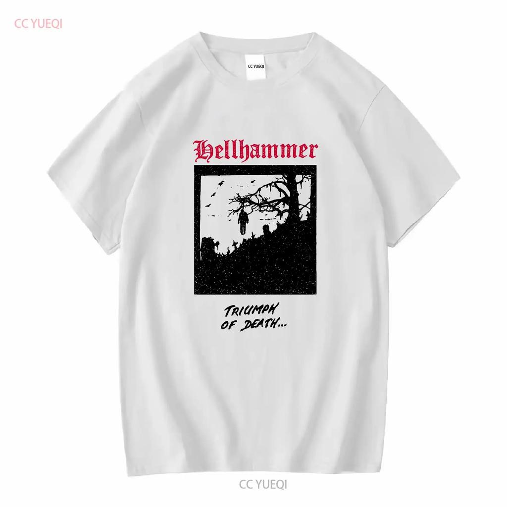 Hellhammer T-Shirt lange oder kurze Ärmel vintage gewaschen Mode Streetwear homme Bequem Unisex Designerkleidung Weich