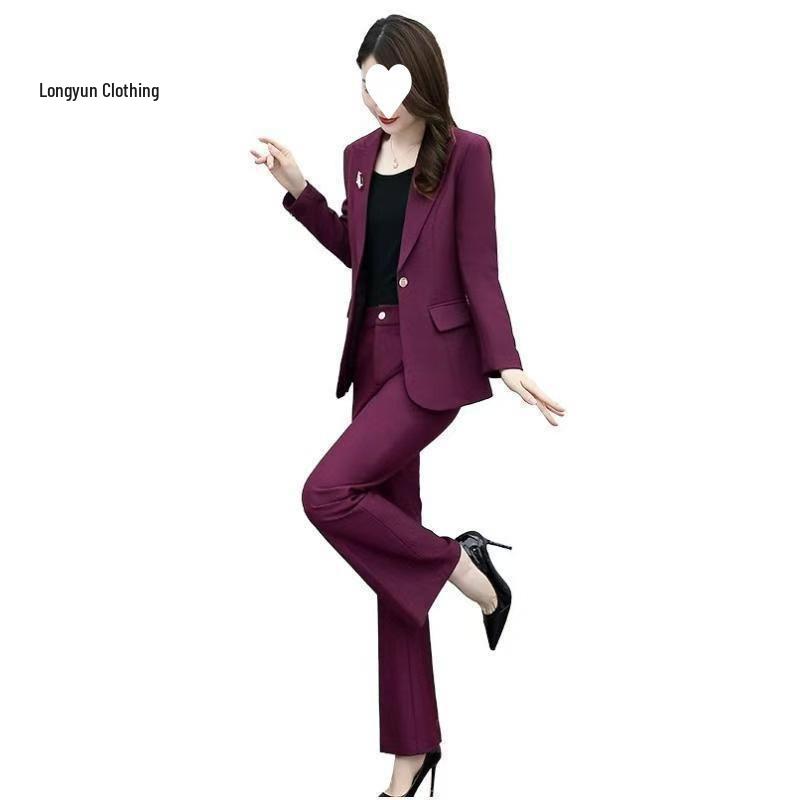 Spring 2025 Slim Fit Fashion Suit: Women's Two-Piece Set with Micro Flare Pants