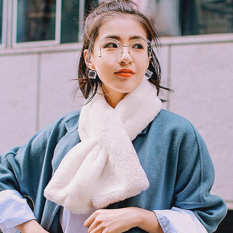 Winter Plush Imitation Rabbit Fur Shawl Thickening Fake Collar Collar Female Warm Thick Plush Scarf