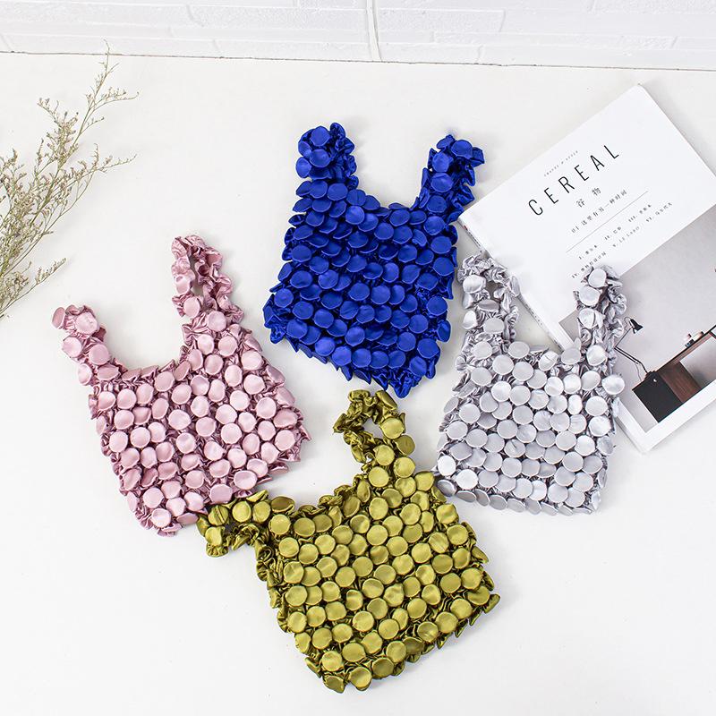 Magic Fold Pleated Storage Bag Telescopic Bubble Elastic Large Capacity Shopping Tote for Travel Grocery Portable Stretch Bag