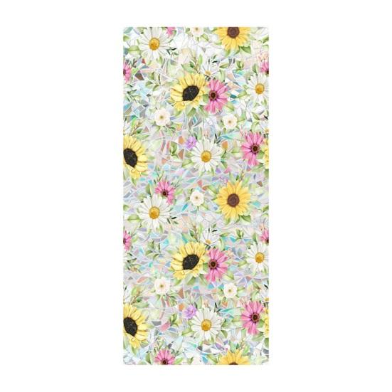 Flower Stained Glass Window Film Lotus Morning Glory Floral Window Cling Removable Decorative Static Sticker UV Blocking Privacy Decals for Living