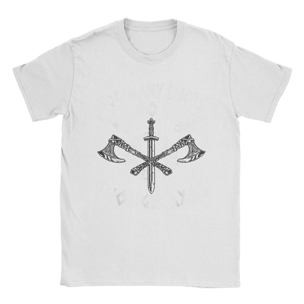 Men's T-Shirts Too Many Idiots Not Enough Axes Viking Funny 100% Cotton Tee Shirt Short Sleeve  T Shirts Crew Neck Merch Unique