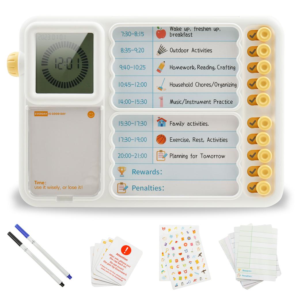 Visual Timer with Planning Board for Kids/Adults Silent Visual Timer with Chore Chart Board Time Management Tool for Home School