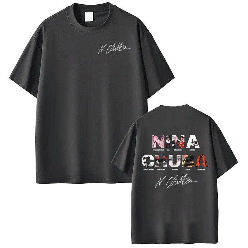 Singer Nina Chuba Album Tour 2025 Pattern Summer New Mens Womens Hiphop Round Neck Cotton Fashion Oversized Short Sleeved