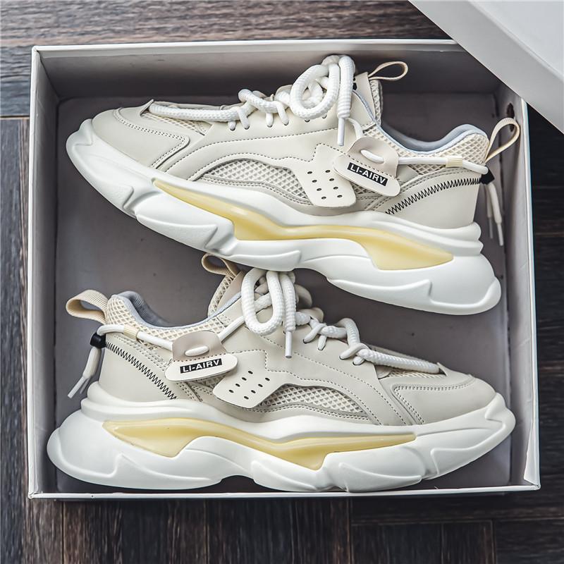 Men's shoes 2025 autumn new breathable fashion casual sports shoes teenagers low-top thick-soled dad shoes fashion