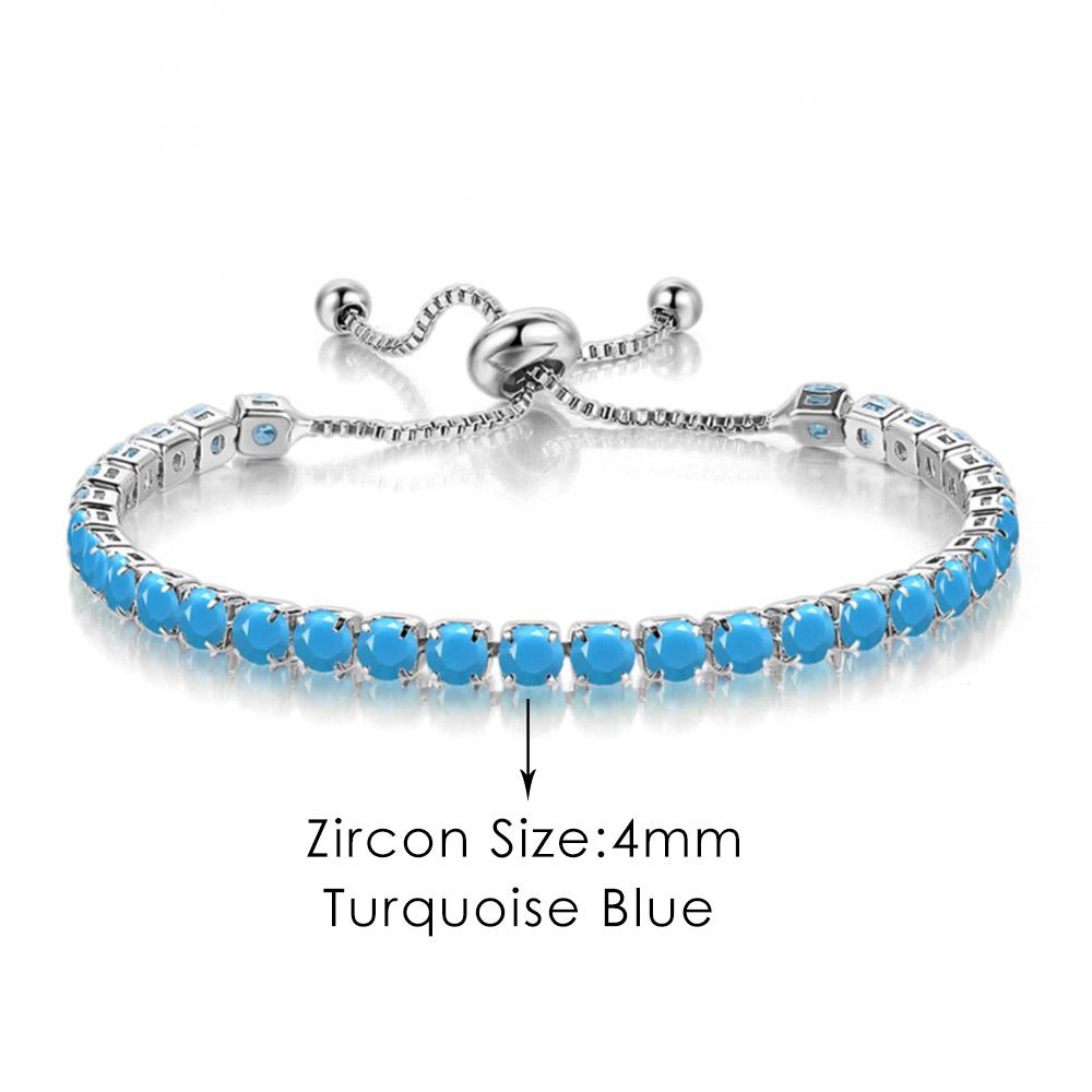 Trendy Blue Crystal Adjustable Tennis Bracelets for Unisex Women Men Various Shapes Iced Out CZ Short Chain on Hand Jewelry
