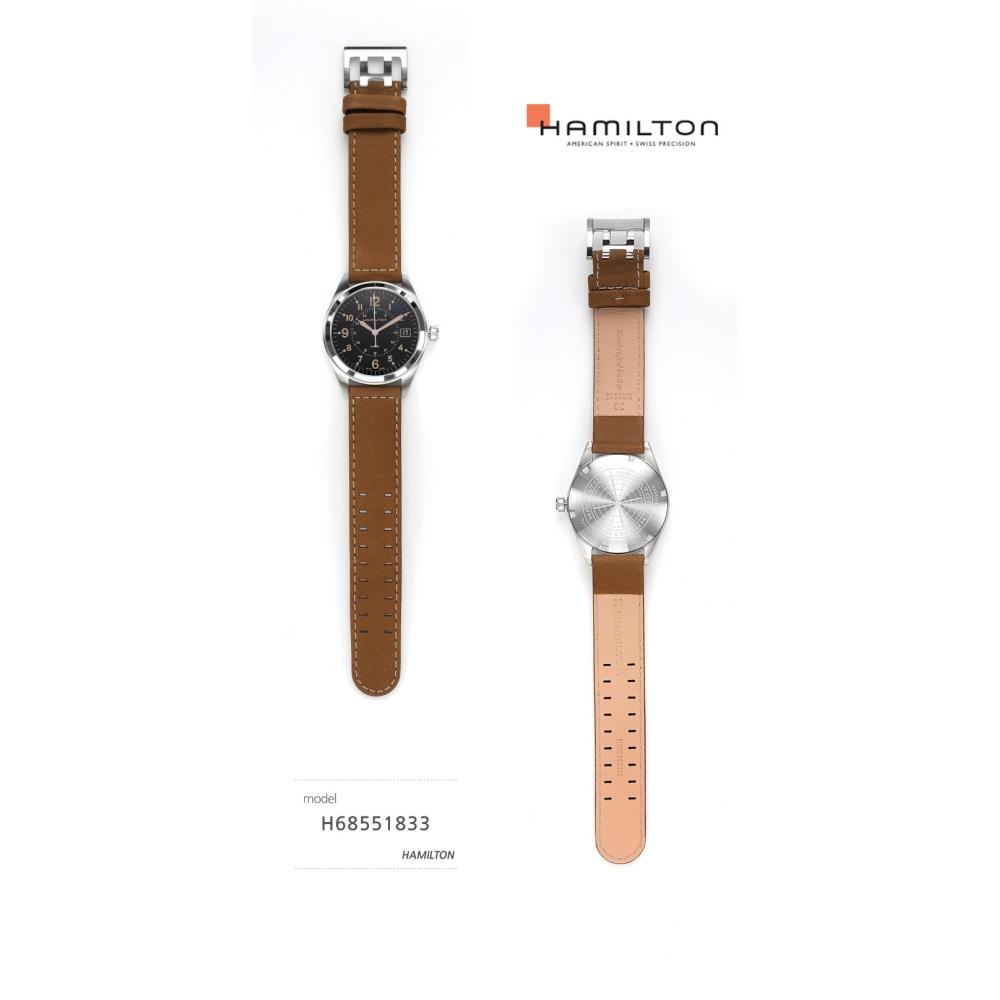 Hamilton Herren Lederuhr Khaki Field H68551833