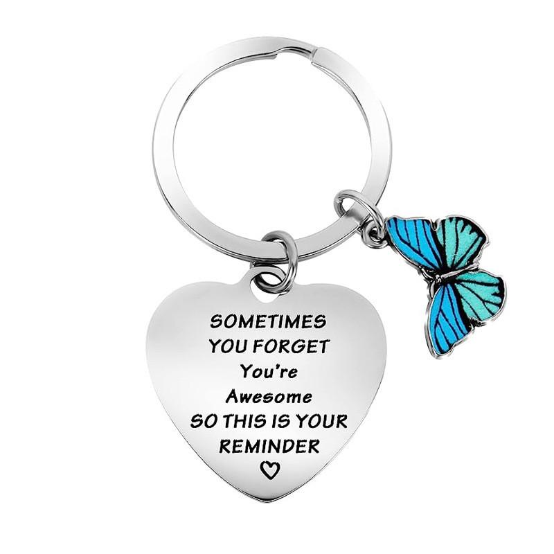 Steel Stainless Contemporary Keychain Inspirational Butterfly Accessory For Colleagues Classmates And