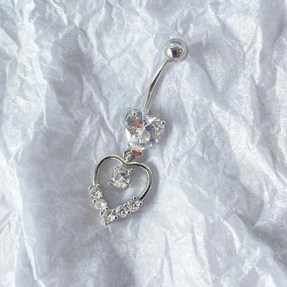 

1PC Stainless Steel Shiny Belly Button Rings Butterfly Wing Flower Zircon Dangle for Women Body Belly Piercing Jewelry Curved barbell&Navel & Bell Button Rings&Body
