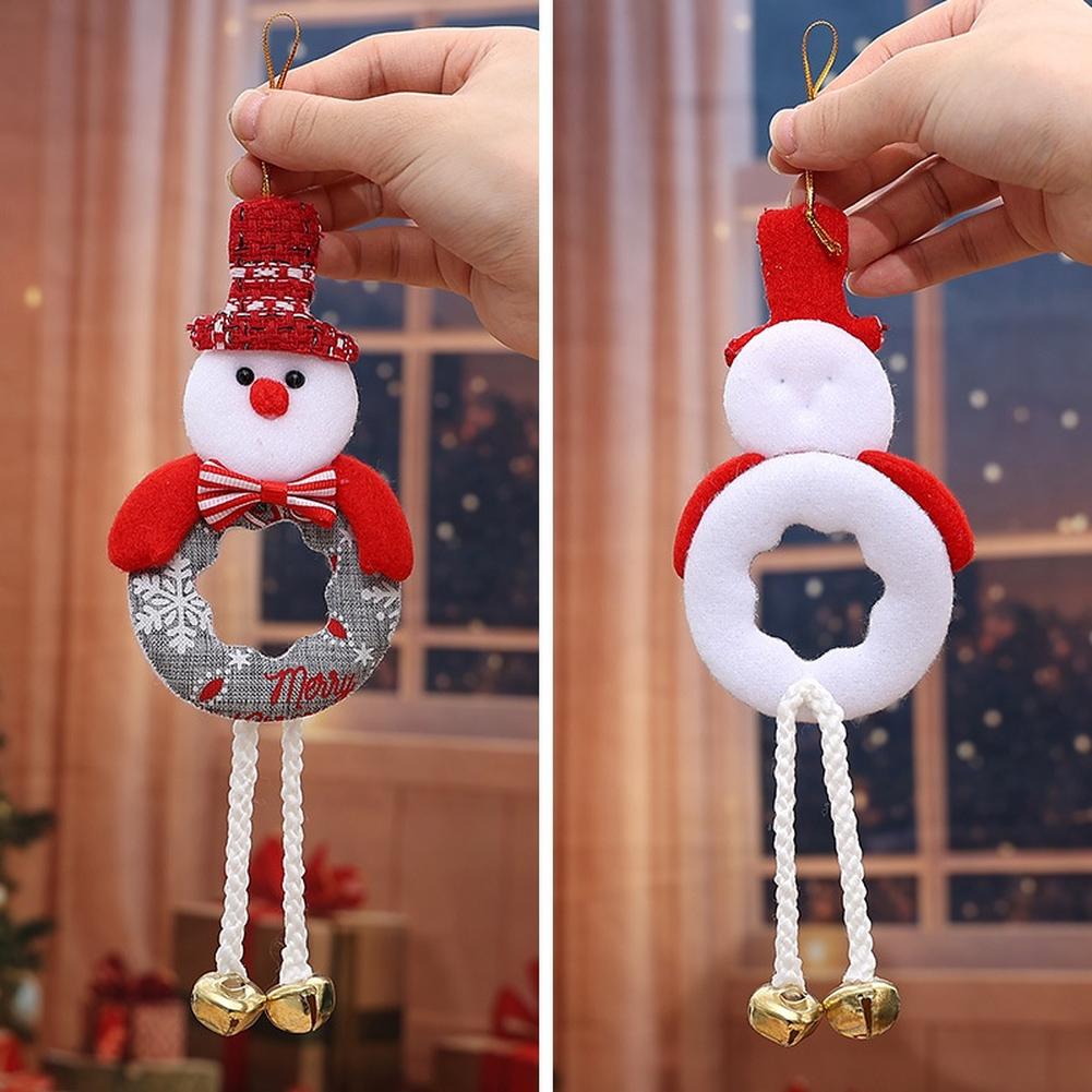 Christmas Tree Hanging Ornaments Set of 4 with Bells Featuring Delicate Hollow Out Santa Snowman Reindeer Bear for Holiday Decor