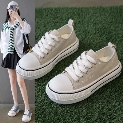 Canvas Shoes Female Students Women'S Shoes Low-Top Lace-Up Casual Board Shoes Trendy Little White Shoes