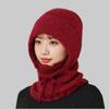 Winter outdoor riding fleece warm knitted wool hat women's hat mask scarf one-piece pullover hat