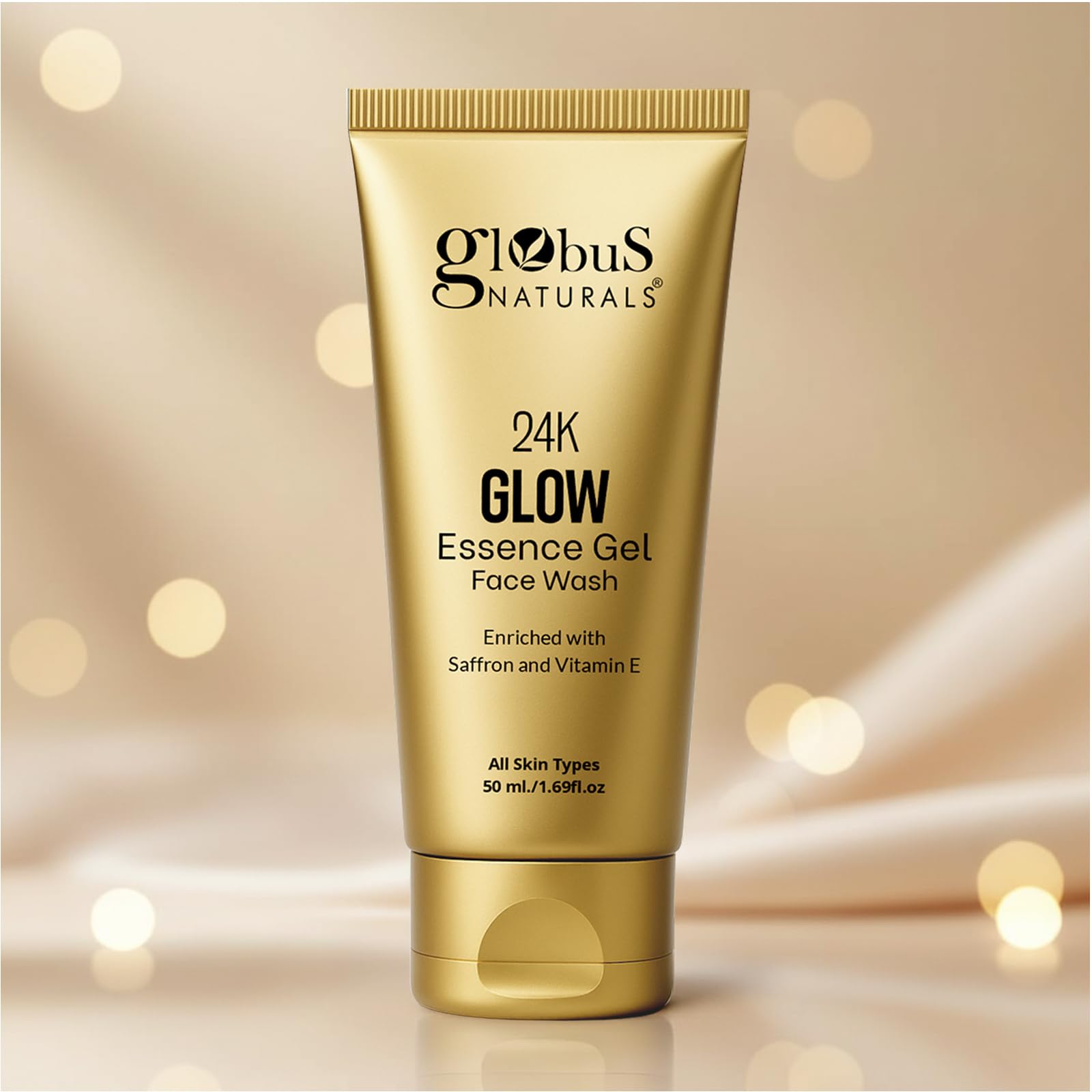 Globus Naturals Гель для умывания 24K Glow с шафраном и витамином E - Очищающее средство для сияния кожи, Нежный ежедневный гель для всех