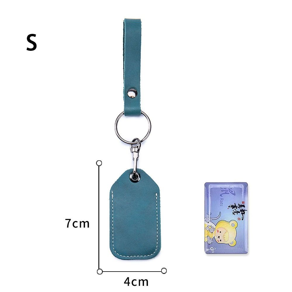 Bag Hook Card Holder Access Tags Cow Leather Keychain Key Tag Ring ID Card Case Leather Key Holder