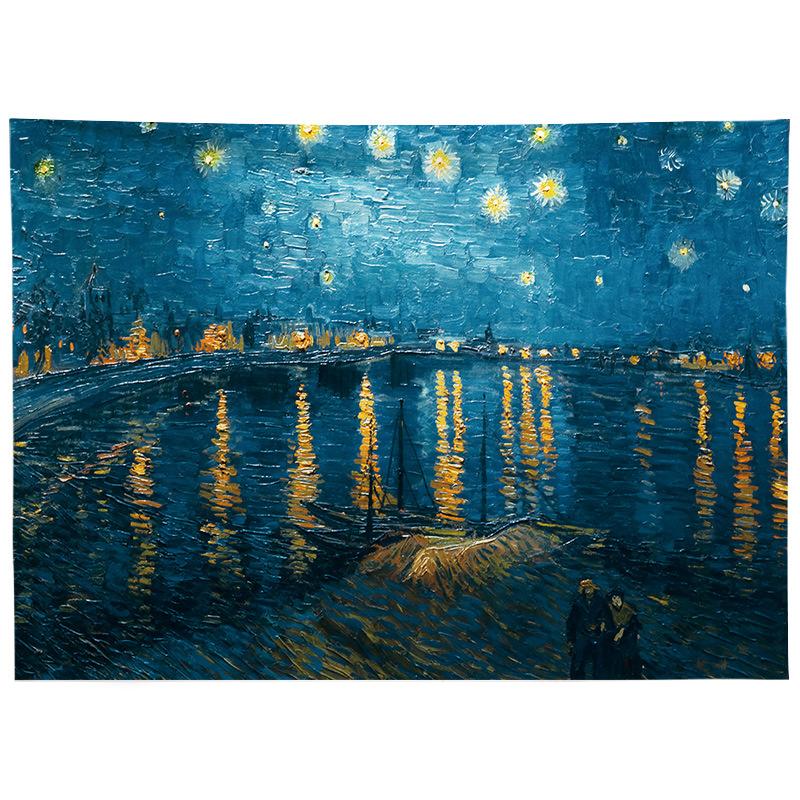 Nordic Style Oil Painting Background Cloth, INS Hanging Cloth, Bedroom, Dormitory, Guesthouse Decoration, Bedside Background Wall Cloth, Tapestry