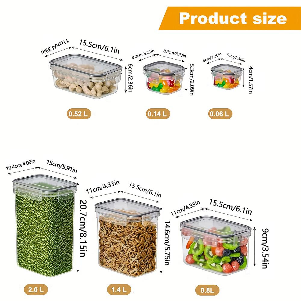 Food Storage Containers 6Pcs-1Set PP Plastic Airtight Grain Storage Box Kitchen Organizer Pantry Dry Food Rice Flour