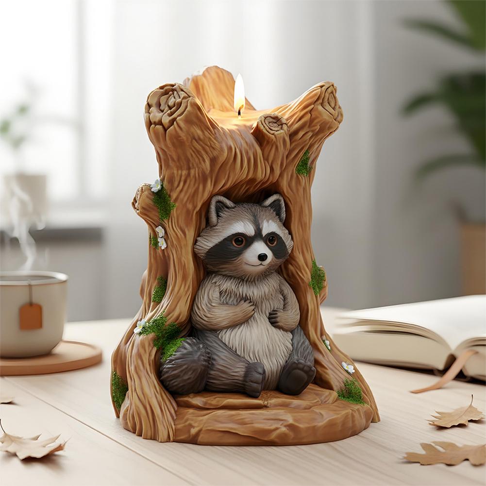 Creative Raccoon Stump Candle Silicone Mold DIY Miniature Landscape Animal Raccoon Home Decor Figurine Plaster Mold Home Decor