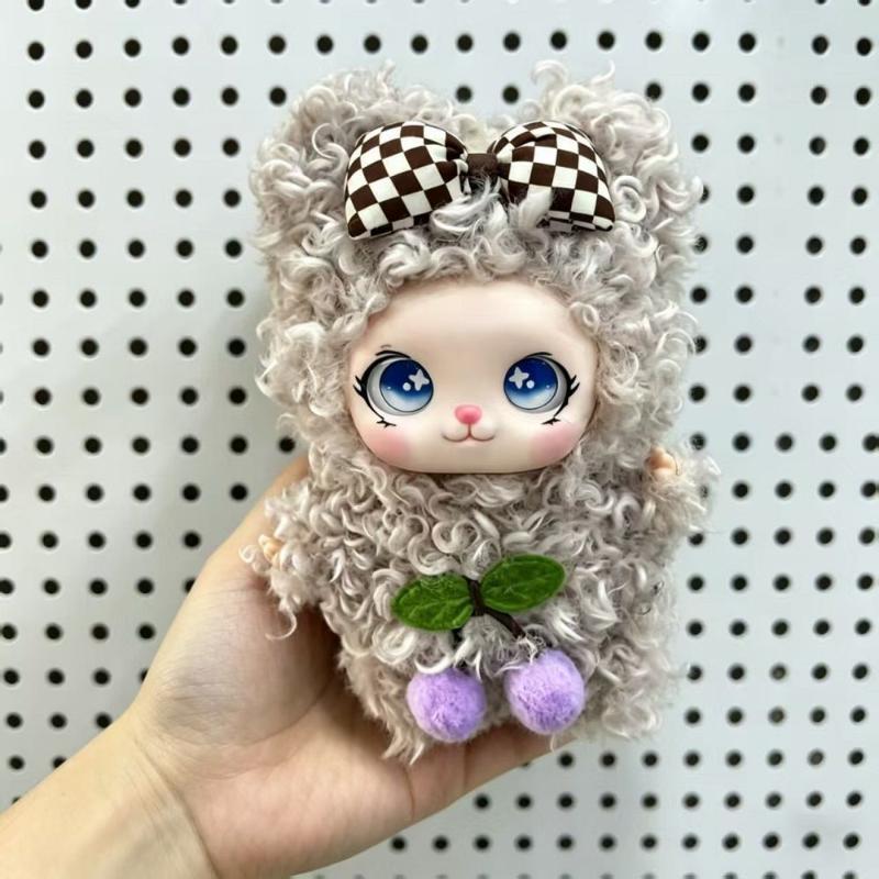 Cute Bowknot Vinyl Face Plush Doll Pendant Keychain Backpack Hangings Decoration Gifts