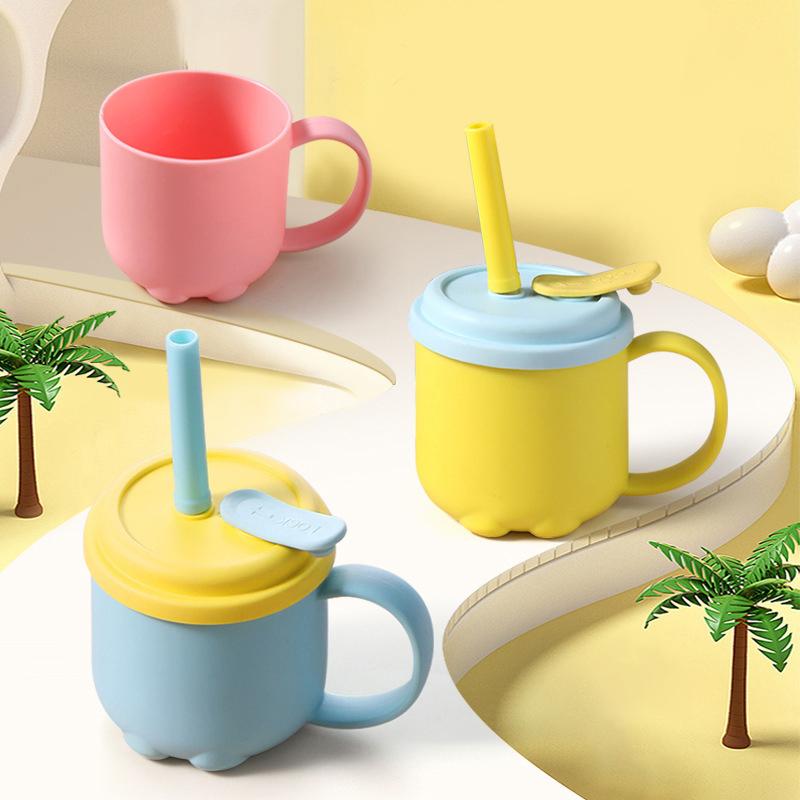 200 ml vannflaske for barn vann sippy kopp med silikon sugerør Lekkasikker plast vannflasker Kreativ tegneserie vannkopp