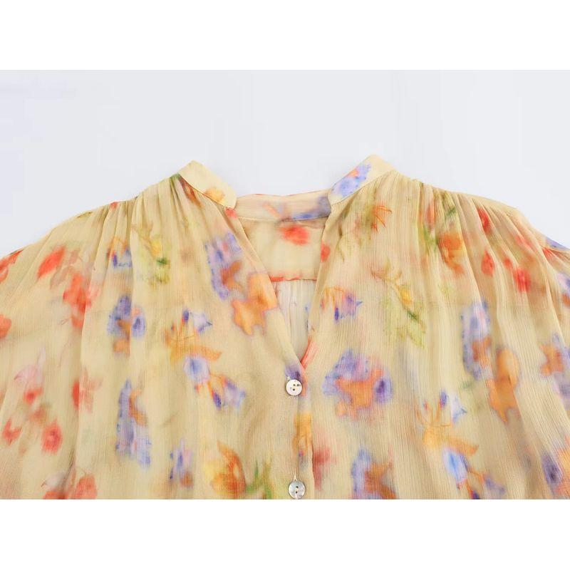Jnleaog Autumn New Women's Clothing Fashion Style French Style Design Fashion Casual Style Print Fluffy Shirt